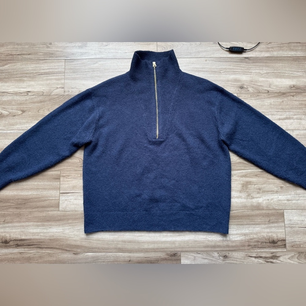 J.Crew Half Zip Wool Blend Navy Blue Sweater Women’s Size M Style BB639